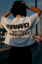 Load image into Gallery viewer, "FORWARD!" crop tee — white / puff pearl