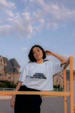 Load image into Gallery viewer, "FORWARD!" crop tee — white / puff pearl